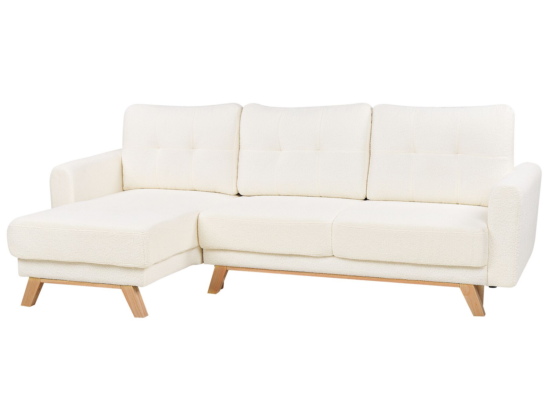 Corner Sofa Bed SIRO Boucle Off-White with Storage 3 Seater Right Hand