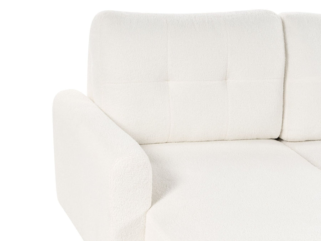 Corner Sofa Bed SIRO Boucle Off-White with Storage 3 Seater Right Hand