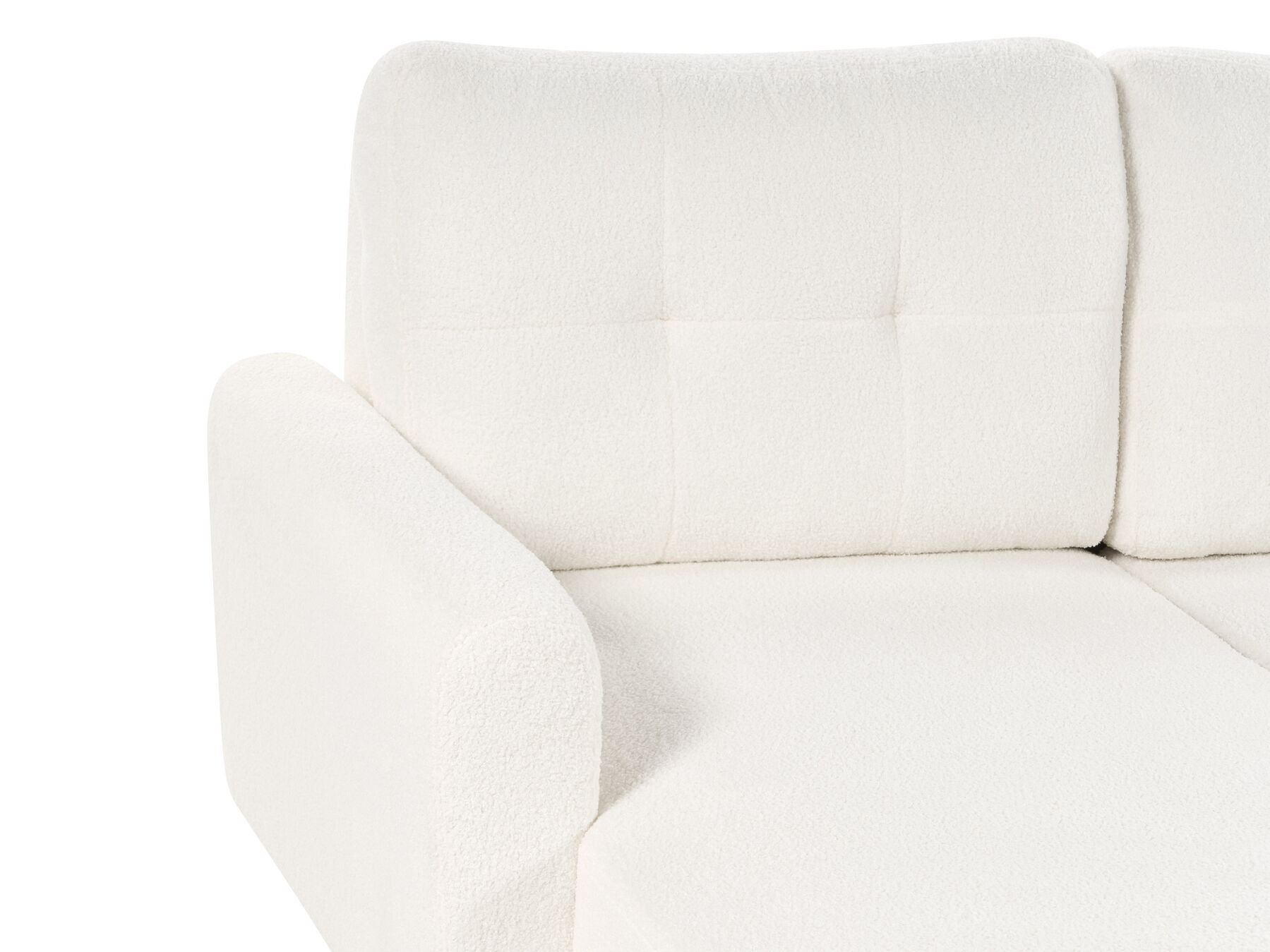 Corner Sofa Bed SIRO Boucle Off-White with Storage 3 Seater Right Hand