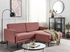 Corner Sofa BREDA Fabric Pink 2 Seater Left Hand