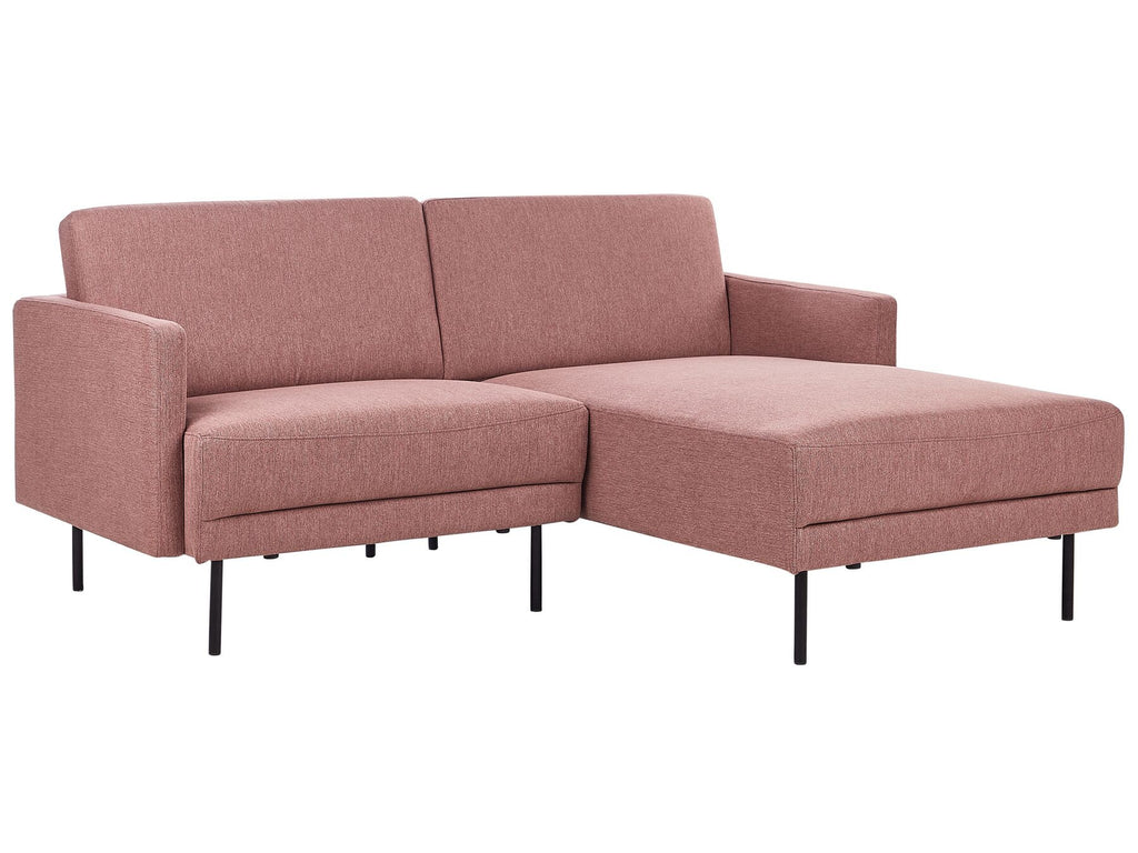 Corner Sofa BREDA Fabric Pink 2 Seater Left Hand