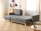 Corner Sofa Bed SIRO Fabric Grey with Storage 3 Seater Right Hand