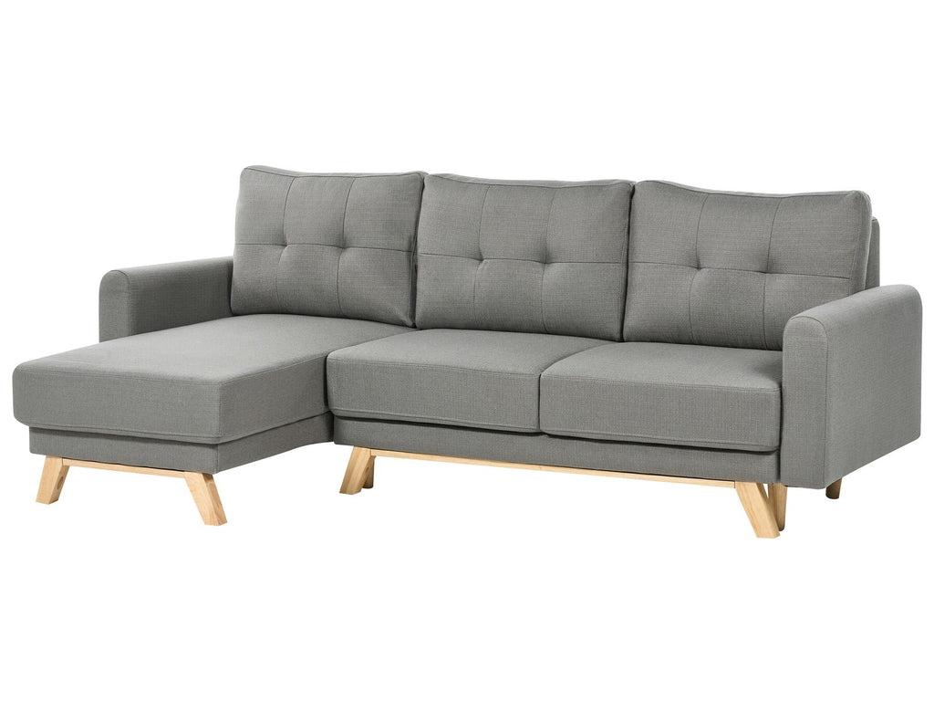 Corner Sofa Bed SIRO Fabric Grey with Storage 3 Seater Right Hand