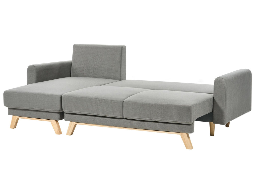 Corner Sofa Bed SIRO Fabric Grey with Storage 3 Seater Right Hand