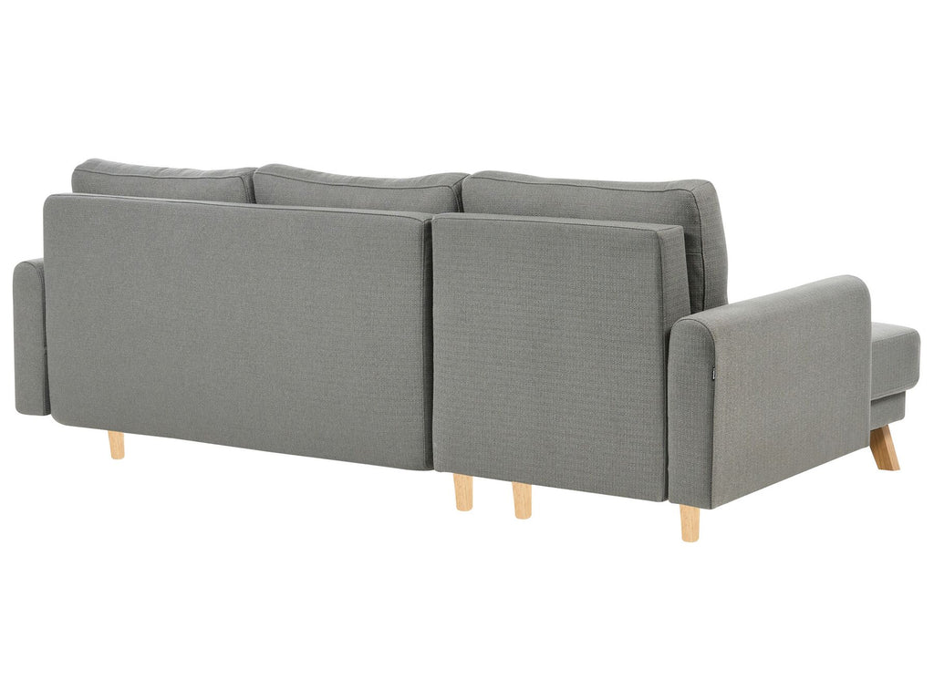 Corner Sofa Bed SIRO Fabric Grey with Storage 3 Seater Right Hand