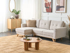 Corner Sofa Bed SIRO Fabric Light Beige with Storage 3 Seater Right Hand