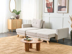 Corner Sofa Bed SIRO Fabric Light Beige with Storage 3 Seater Right Hand