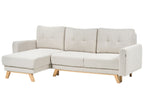 Corner Sofa Bed SIRO Fabric Light Beige with Storage 3 Seater Right Hand