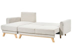 Corner Sofa Bed SIRO Fabric Light Beige with Storage 3 Seater Right Hand