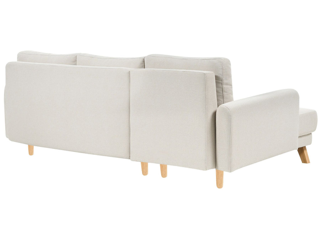 Corner Sofa Bed SIRO Fabric Light Beige with Storage 3 Seater Right Hand