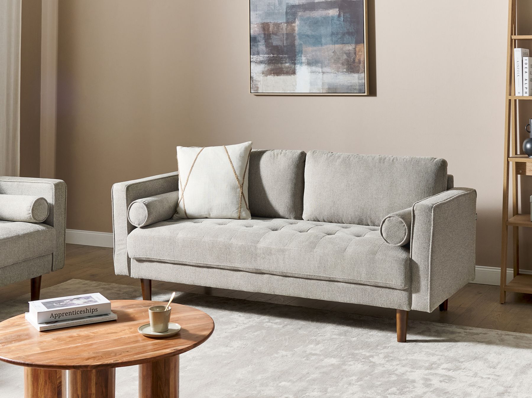 3 Seater Fabric Sofa Taupe NURMO