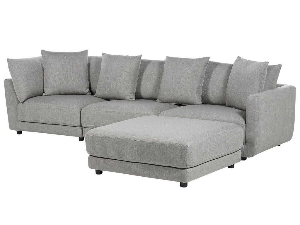 3 Seater Fabric Sofa with Ottoman Light Grey SIGTUNA