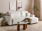Corner Sofa Bed ABACKA Corduroy Off-White 3 Seater Left Hand