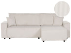 Corner Sofa Bed ABACKA Corduroy Off-White 3 Seater Left Hand