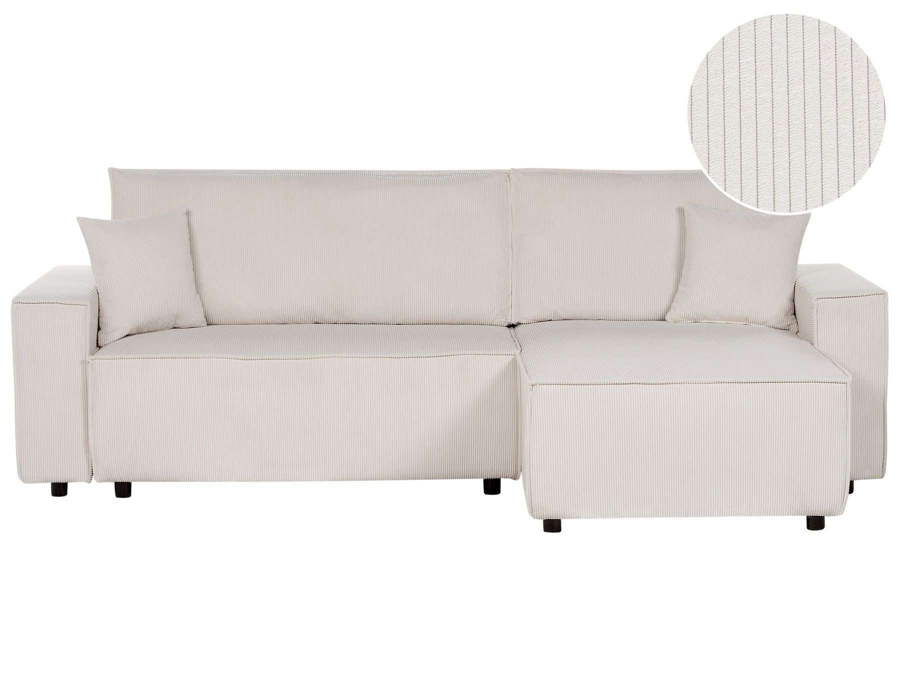 Corner Sofa Bed ABACKA Corduroy Off-White 3 Seater Left Hand