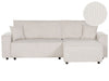 Corner Sofa Bed Corduroy Off-White 3 Seater Left Hand