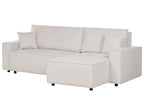 Corner Sofa Bed ABACKA Corduroy Off-White 3 Seater Left Hand