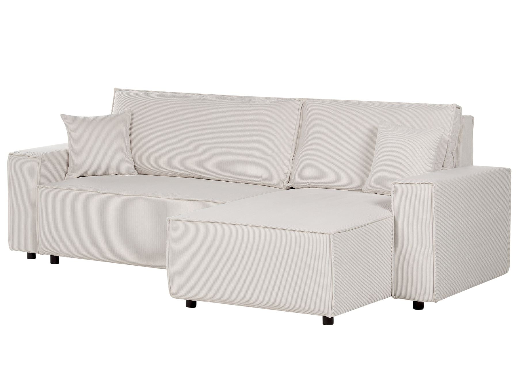 Corner Sofa Bed ABACKA Corduroy Off-White 3 Seater Left Hand