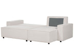 Corner Sofa Bed ABACKA Corduroy Off-White 3 Seater Left Hand