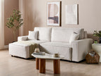Corner Sofa Bed ABACKA Corduroy Off-White 3 Seater Right Hand