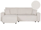 Corner Sofa Bed ABACKA Corduroy Off-White 3 Seater Right Hand