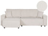 Corner Sofa Bed Corduroy Off-White 3 Seater Right Hand