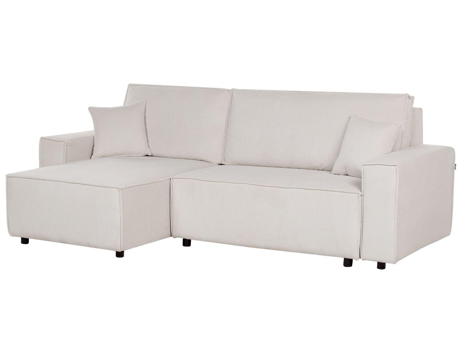 Corner Sofa Bed ABACKA Corduroy Off-White 3 Seater Right Hand