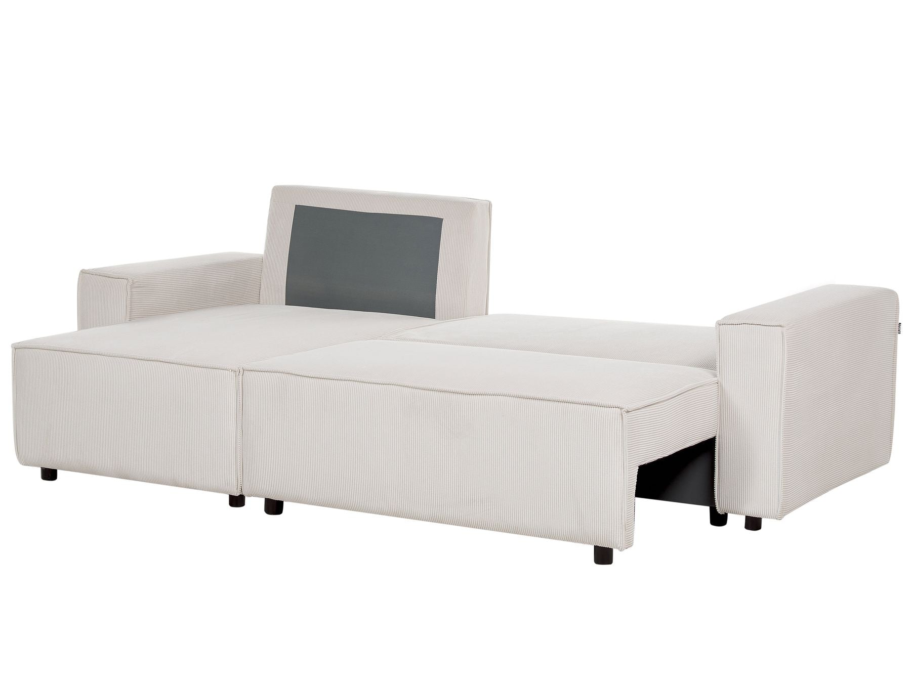 Corner Sofa Bed ABACKA Corduroy Off-White 3 Seater Right Hand