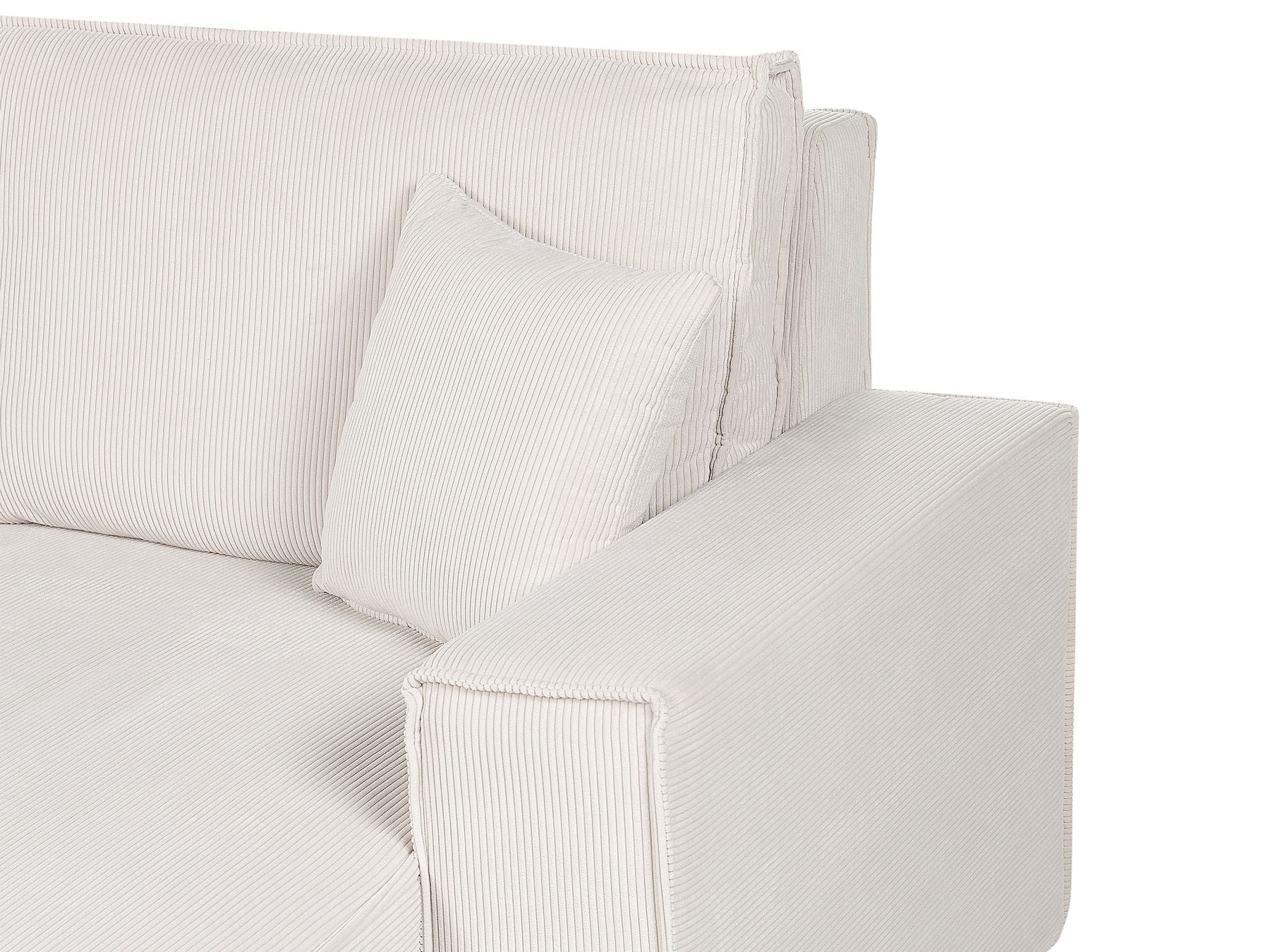 Corner Sofa Bed ABACKA Corduroy Off-White 3 Seater Right Hand
