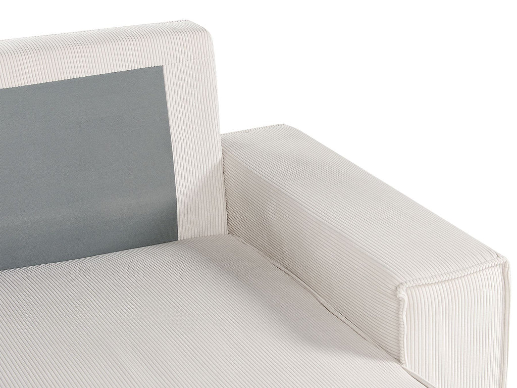 Corner Sofa Bed ABACKA Corduroy Off-White 3 Seater Right Hand