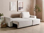Corner Sofa Bed ABACKA Corduroy Off-White 3 Seater Left Hand