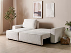Corner Sofa Bed ABACKA Corduroy Off-White 3 Seater Right Hand