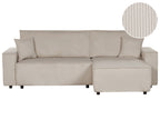 Corner Sofa Bed ABACKA Corduroy Beige 3 Seater Left Hand