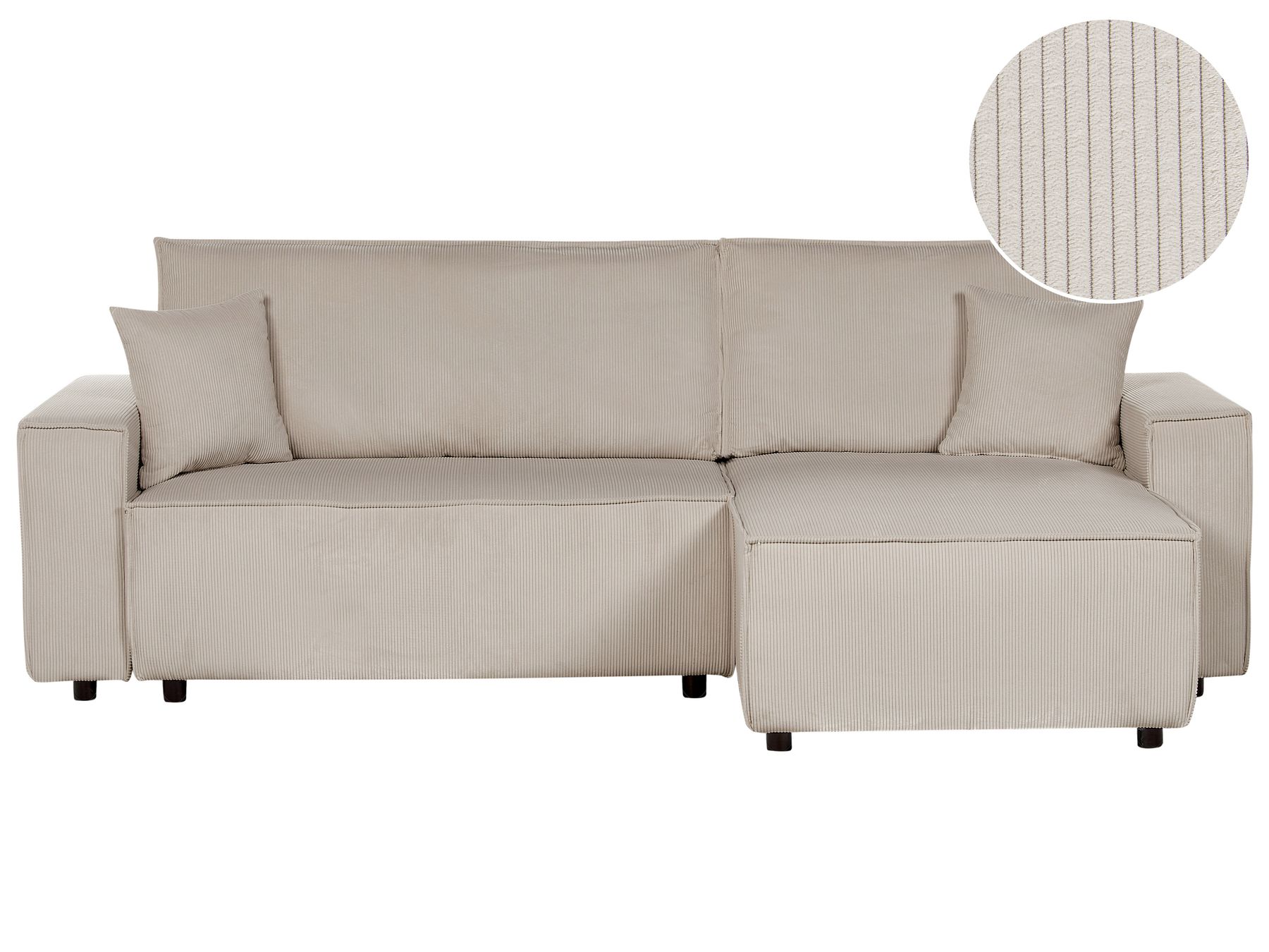 Corner Sofa Bed ABACKA Corduroy Beige 3 Seater Left Hand