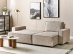 Corner Sofa Bed ABACKA Corduroy Beige 3 Seater Left Hand