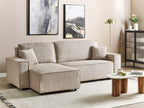 Corner Sofa Bed ABACKA Corduroy Beige 3 Seater Right Hand