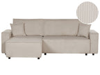 Corner Sofa Bed ABACKA Corduroy Beige 3 Seater Right Hand