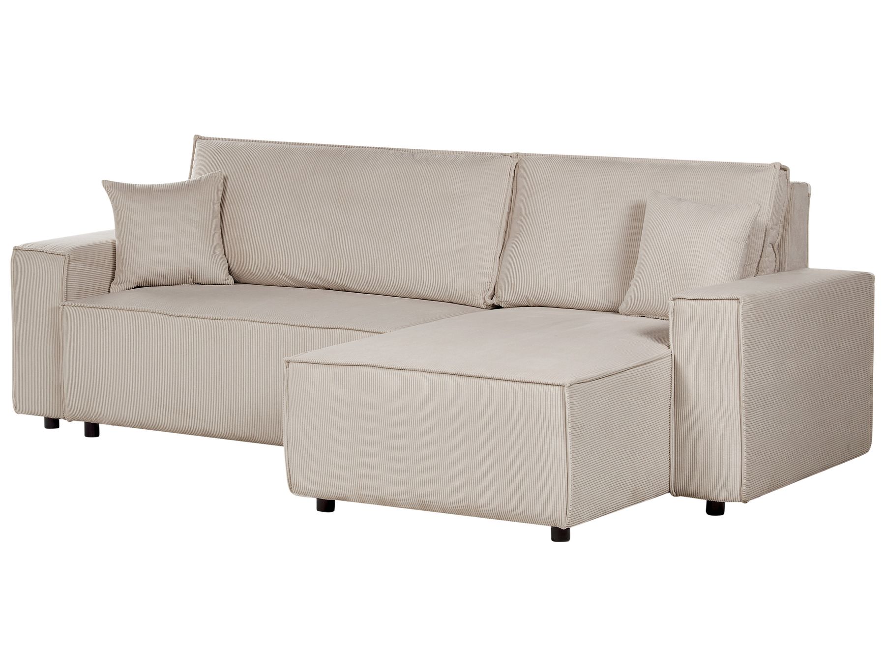 Corner Sofa Bed ABACKA Corduroy Beige 3 Seater Left Hand
