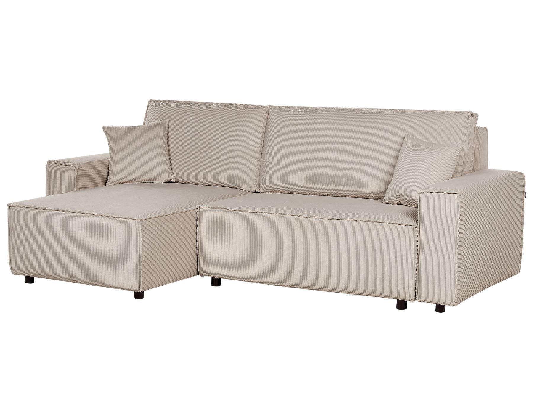 Corner Sofa Bed ABACKA Corduroy Beige 3 Seater Right Hand