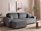 Corner Sofa Bed ABACKA Corduroy Graphite Grey 3 Seater Right Hand