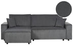 Corner Sofa Bed ABACKA Corduroy Graphite Grey 3 Seater Right Hand