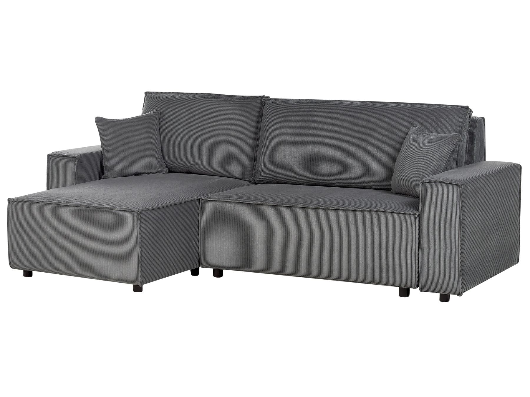 Corner Sofa Bed ABACKA Corduroy Graphite Grey 3 Seater Right Hand