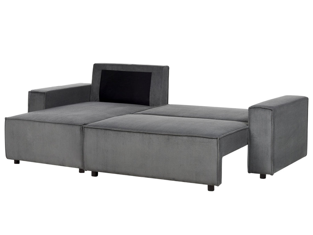 Corner Sofa Bed ABACKA Corduroy Graphite Grey 3 Seater Right Hand