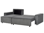 Corner Sofa Bed ABACKA Corduroy Graphite Grey 3 Seater Right Hand