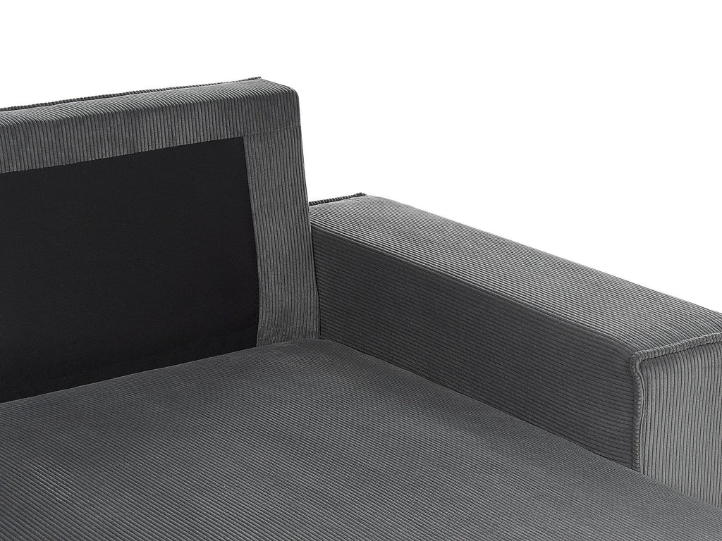 Corner Sofa Bed ABACKA Corduroy Graphite Grey 3 Seater Right Hand