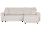 Corner Sofa Bed ABACKA Corduroy Off-White 3 Seater Left Hand
