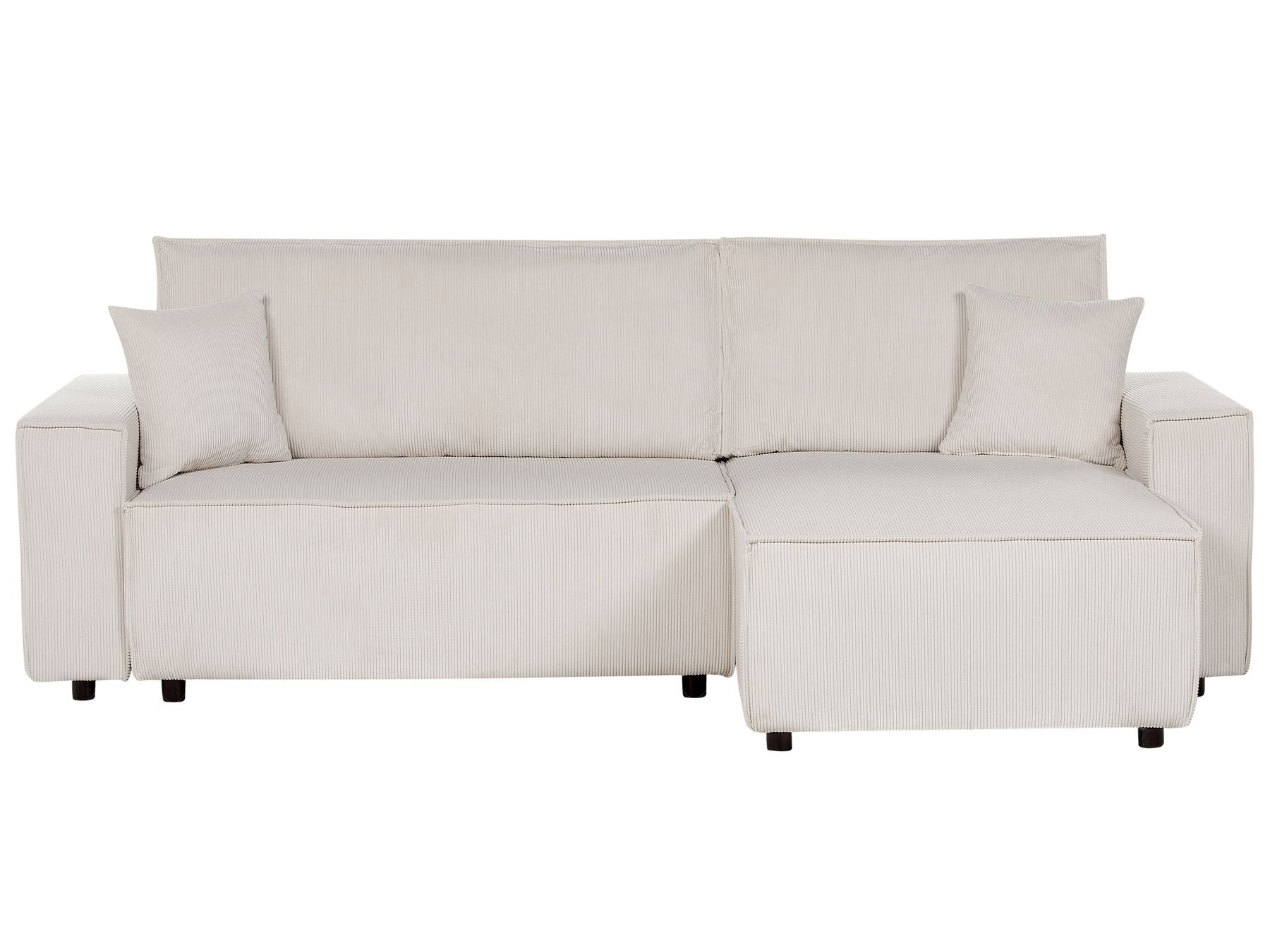 Corner Sofa Bed ABACKA Corduroy Off-White 3 Seater Left Hand