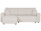 Corner Sofa Bed ABACKA Corduroy Off-White 3 Seater Right Hand