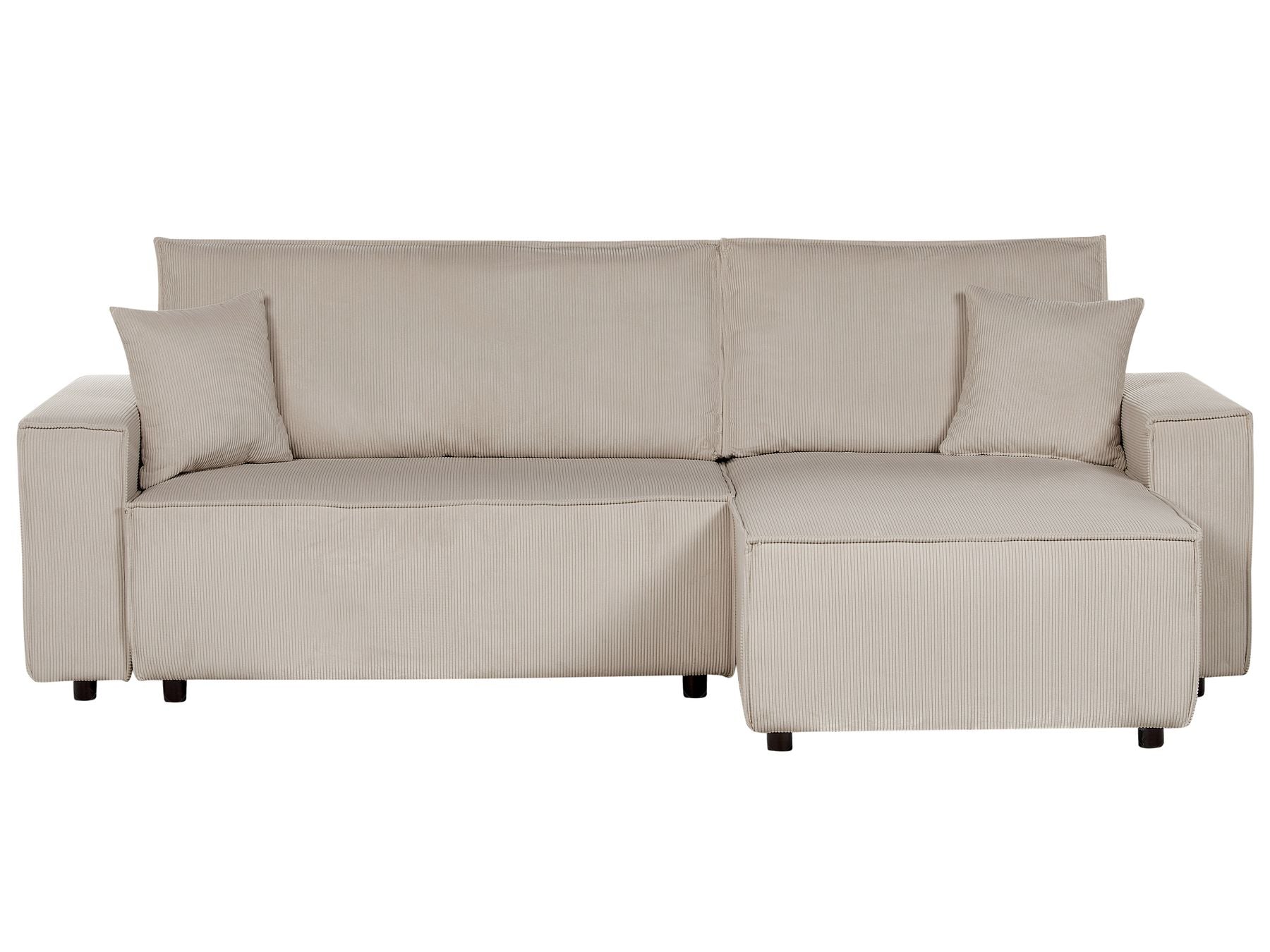 Corner Sofa Bed ABACKA Corduroy Beige 3 Seater Left Hand