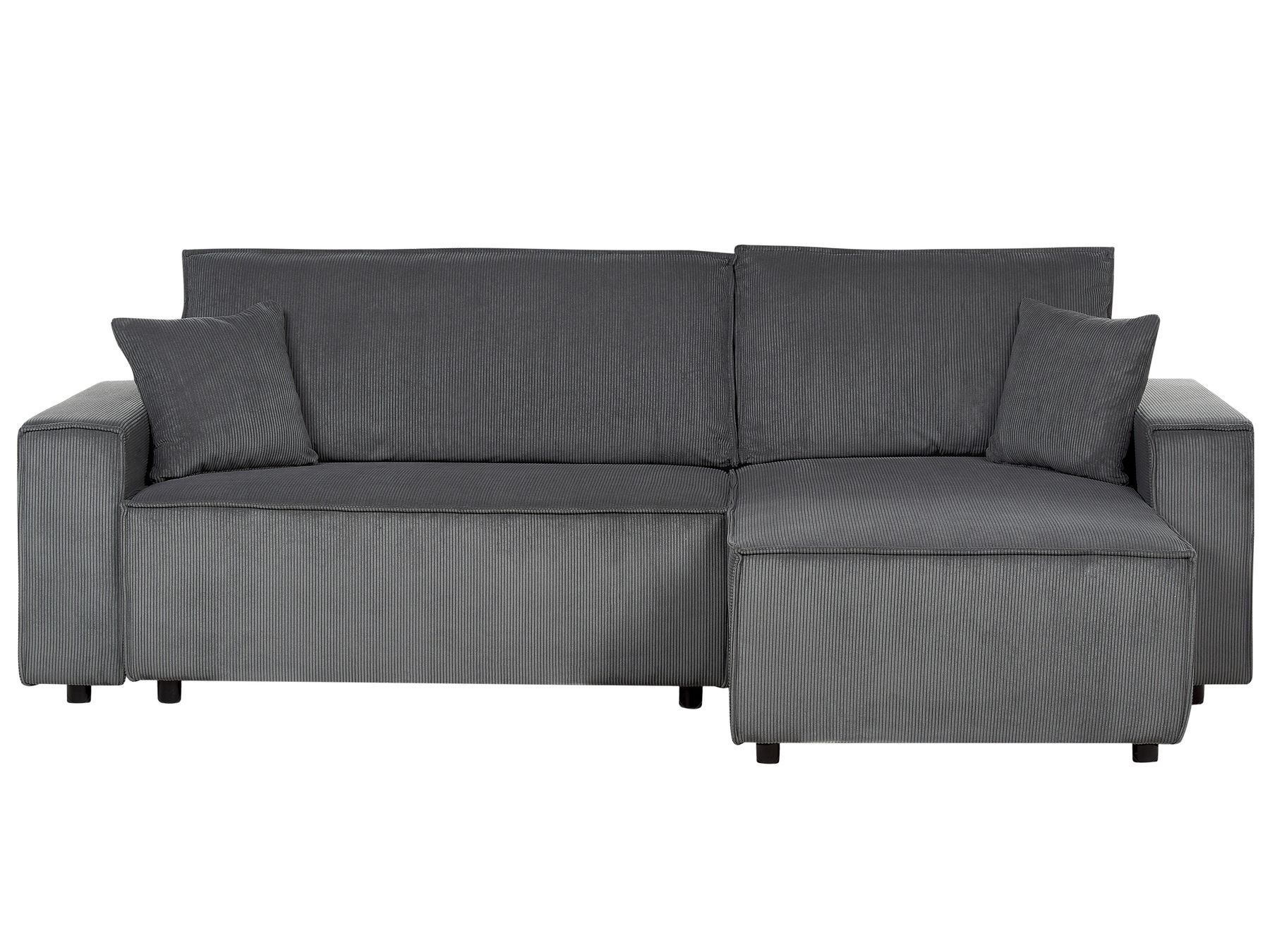 Corner Sofa Bed ABACKA Corduroy Graphite Grey 3 Seater Left Hand